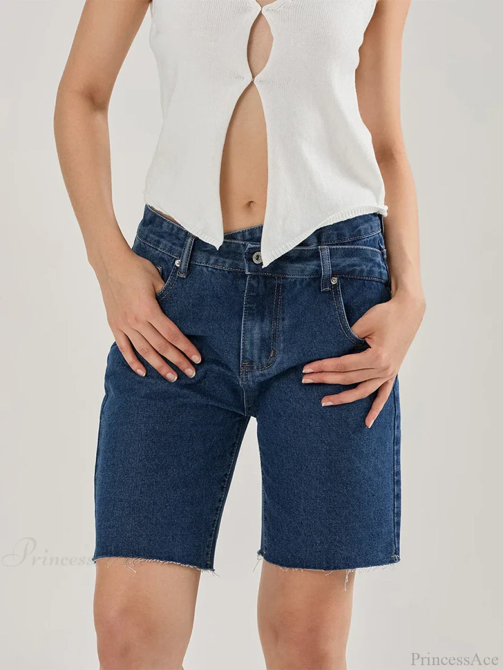 Crossover Asymmetrical Denim Short