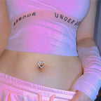 Crystal Heart Pink Gothic Belly Ring