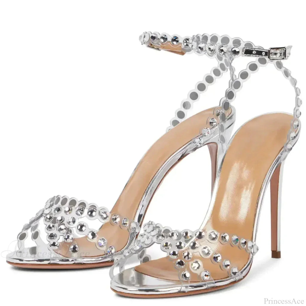 Crystal Luxury Designer Thin Transparent Sexy Summer Rhinestone Fish Mouth High Heel