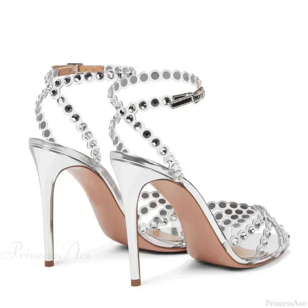 Crystal Luxury Designer Thin Transparent Sexy Summer Rhinestone Fish Mouth High Heel