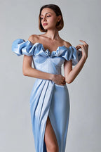 Greta Boutique Off the Shoulder Maxi Dress with Slit and Crystals Collection