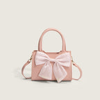 Animal Pattern Faux Leather Crossbody Bag with Bow Detail - Pink