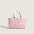 Solid Color Intrecciato Vegan Leather Tote Bag - Pink