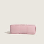 Solid Color Intrecciato Vegan Leather Tote Bag - Pink