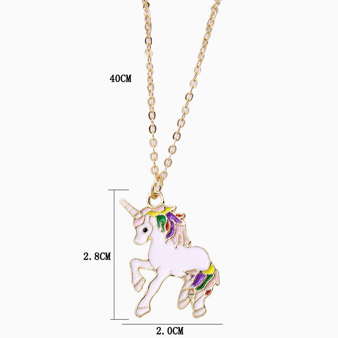 Fly Back Childhood Unicorn Pendant Necklace - Gold Plated