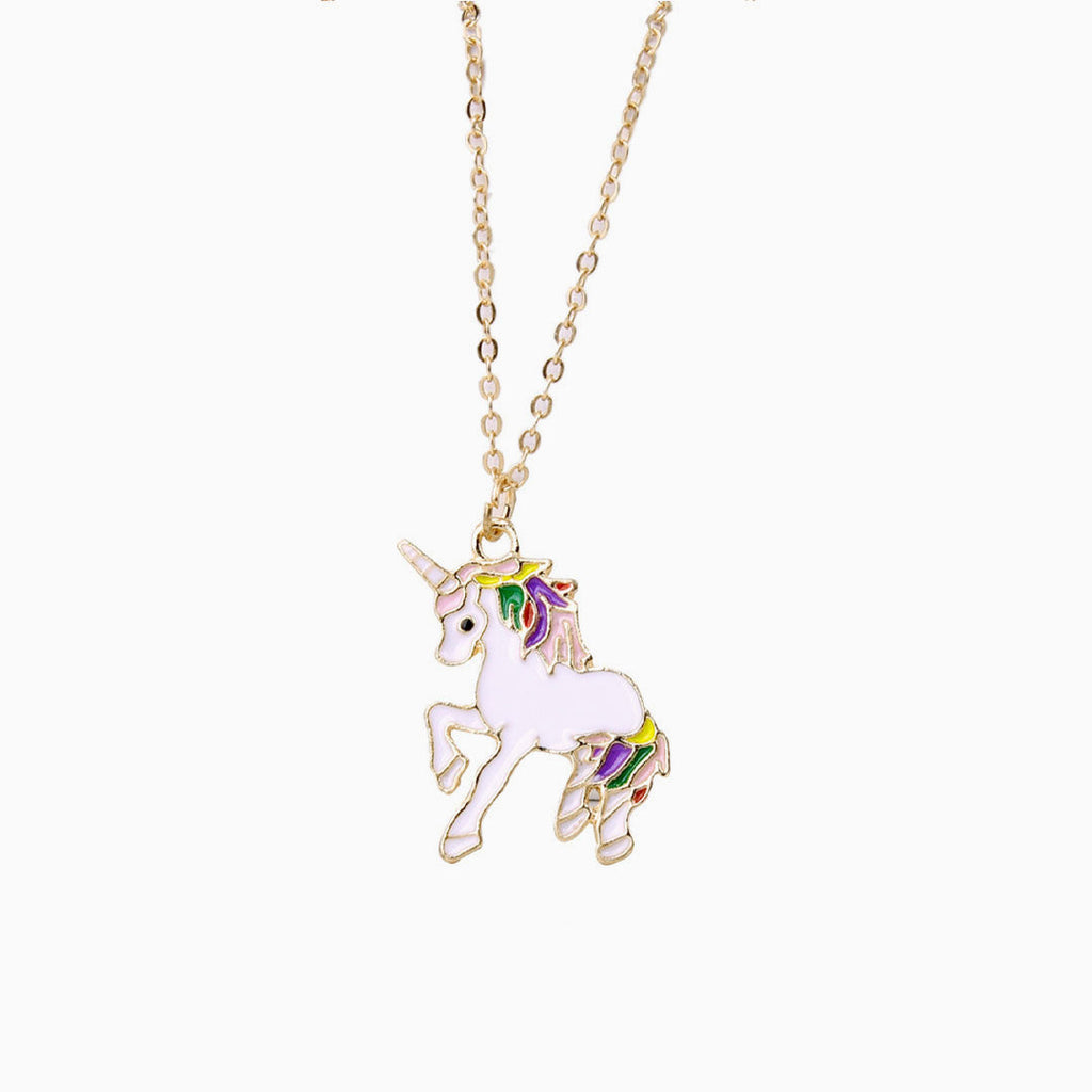Fly Back Childhood Unicorn Pendant Necklace - Gold Plated