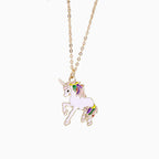 Fly Back Childhood Unicorn Pendant Necklace - Gold Plated