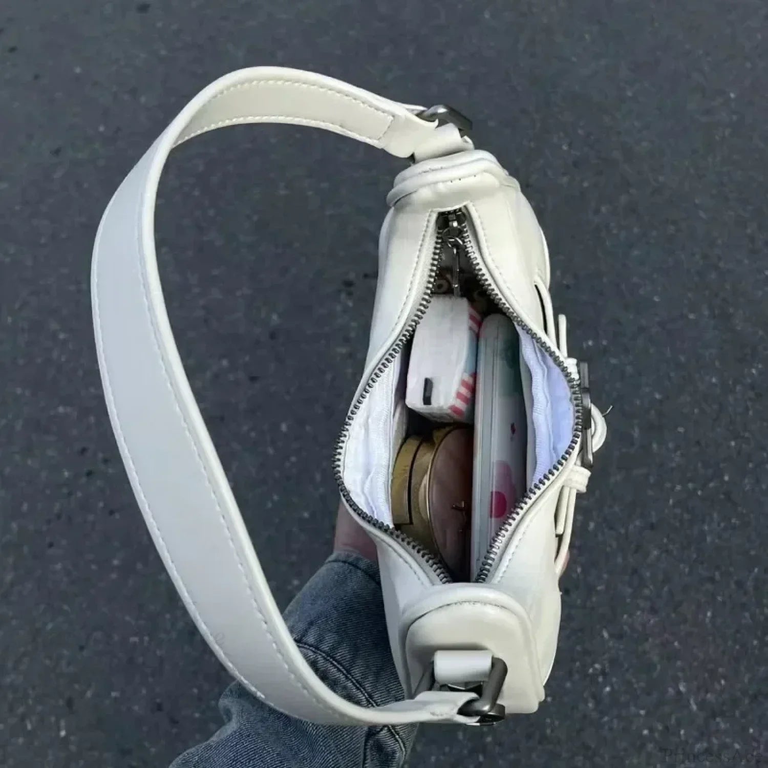 Cute White Star Leather Shoulder Tote Bag