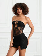 Cutout Sheer Lace Mini Dress