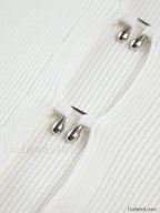 Cutout Split Beads Detail Ribbed Knit Top