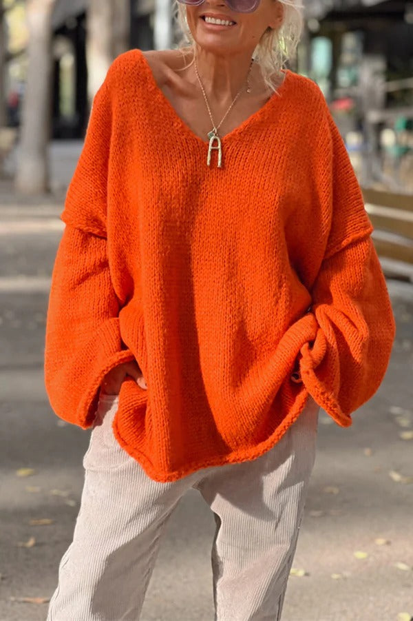| Patchwork knitted sweater, V-neck, long sleeves
