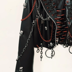 Long sleeve zip-up PU leather metal chain o ring top  | Festival Outfits Women