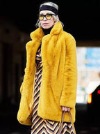 Faux Fur Coat Notched Lapel Winter Chic Eco-friendly Long Jacket For Women 2026