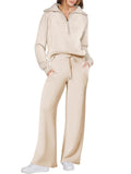 Liber Autumn Women's Zipper Solid Color 2-piece Sets