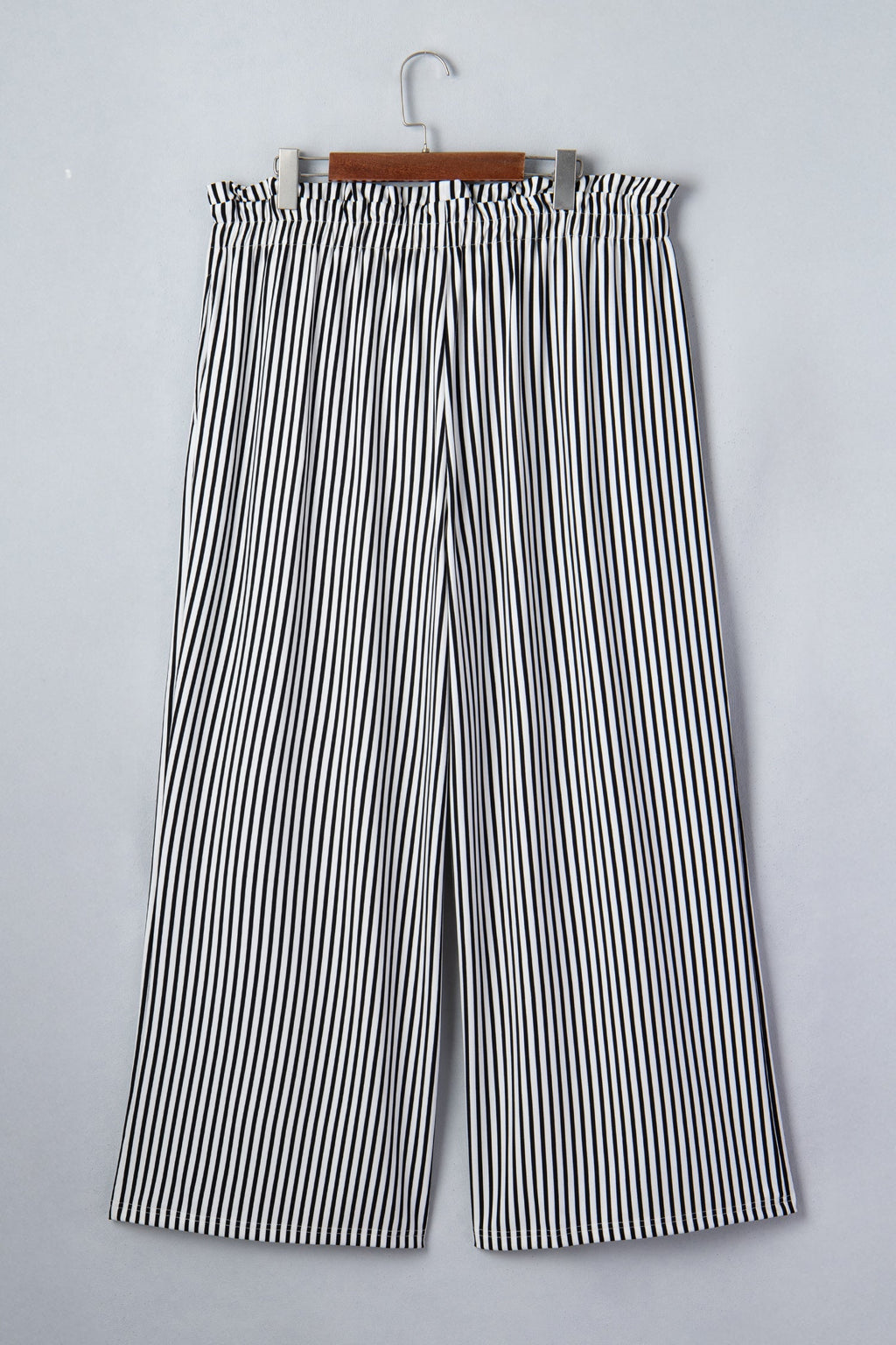 Black Stripe Plus Size Loose Straight Casual Pants