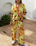Summer abstract fruit print two-piece set