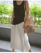Simple Split Cotton Texture Trousers