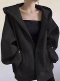 Slouchy Loose Cardigan Zip Up Hoodie