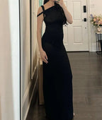 Asymmetric Multi-Strap Cold Shoulder Bodycon Maxi Dress