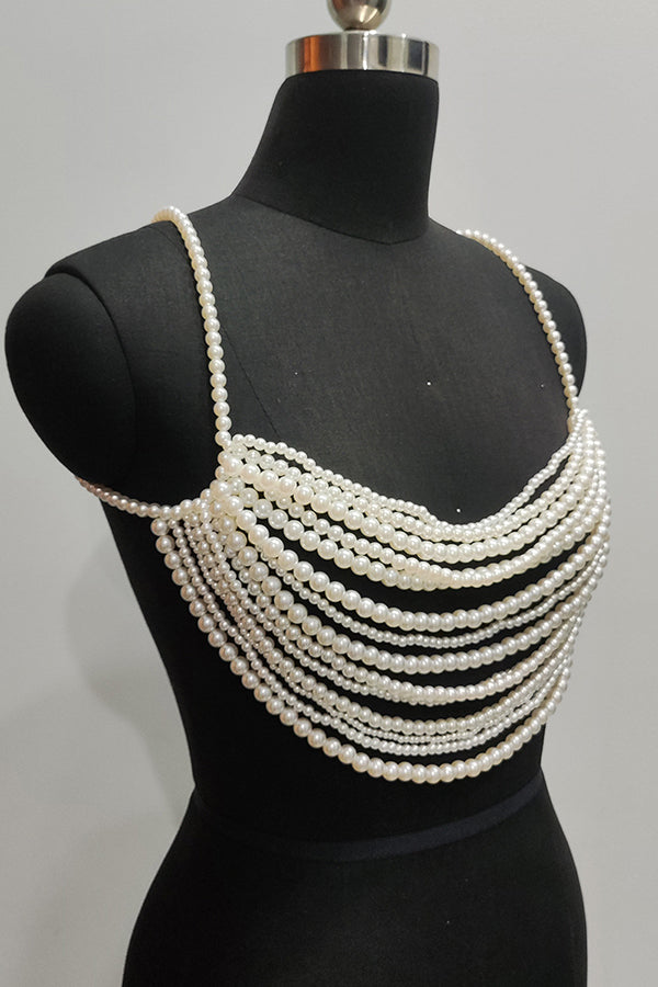 Multi-layer Faux Pearl Bra