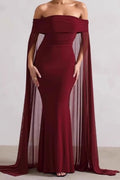 Strapless Cape Long Formal Dress