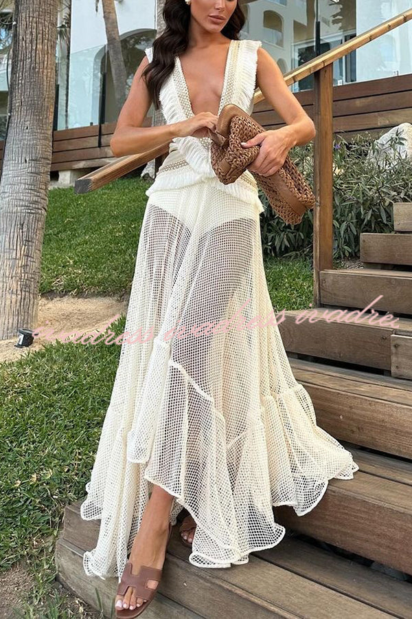 Sexy See-through Mesh Lace Resort Beach Skirt