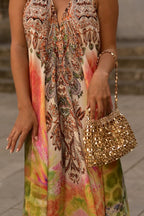 Bohemian Style Unique Print Sleeveless Backless Loose Maxi Dress