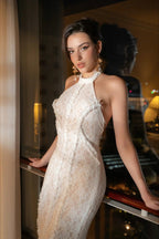 Vintage Lace Off Shoulder Mermaid Train Reception Dress