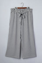 Black Stripe Plus Size Loose Straight Casual Pants