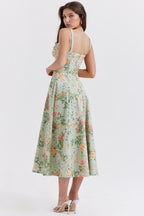 light jade print bustier sundress