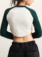 Retro Raglan Crop Long Sleeve Tee