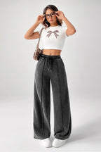 Drawstring Low Rise Straight Jeans