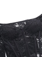 Off Shoulder Lace Corset Long Sleeve Tee