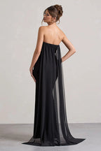 Strapless Floral Tie Maxi Dress