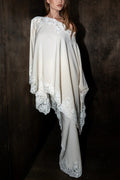 Like A Swan Satin Lace Trim High Rise Elastic Waist Drape Maxi Skirt