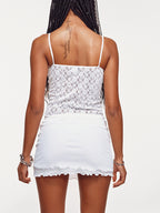 V Neck Lace Top Wrap Hip Two Piece