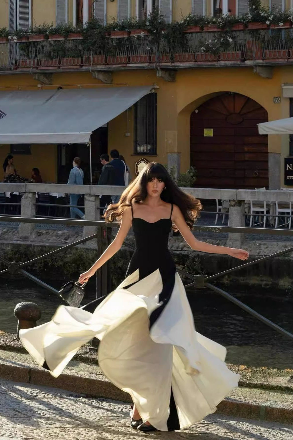 Black Colorblock Cami Maxi Dress
