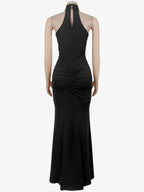 Sequin Halter Neck Ruched Waist High Slit Evening Long Dress For Women 2026