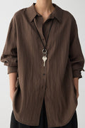 Draped V Neck Textured Blouse