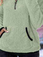 Full Size Cozy Fleece Quarter Zip Long Sleeve Sweatshirt Plus Size