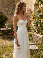 Pleated Corset Bustier Bodice Sleeveless Maxi Party Dress For Women 2026