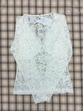 V Neck Long Sleeve Sheer Lace Blouse