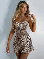 Summer Dress Straps Neck Floral Print White Short Beach Dress