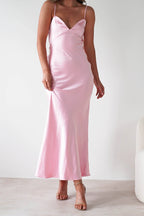 Satin Backless Tie Dress