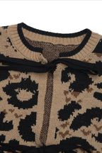 Knitted Leopard Ribbon Tie Cardigan