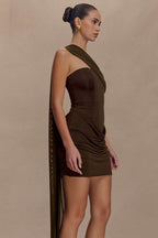 Strapless Ruched Mesh Panel Bodycon Mini Dress