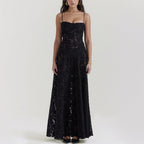 Lace-Up Back Maxi Dress with Suspender