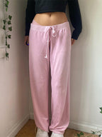 Letter Embroidered Print Drawstring Straight Leg Pants