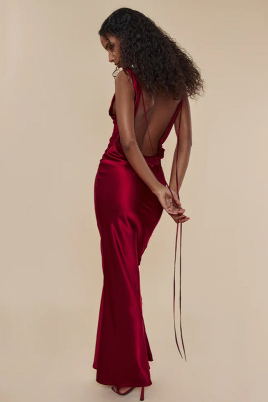 Slim Fit Open Back Maxi Dress