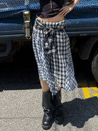 Checkered Patchwork Maxi Skirt